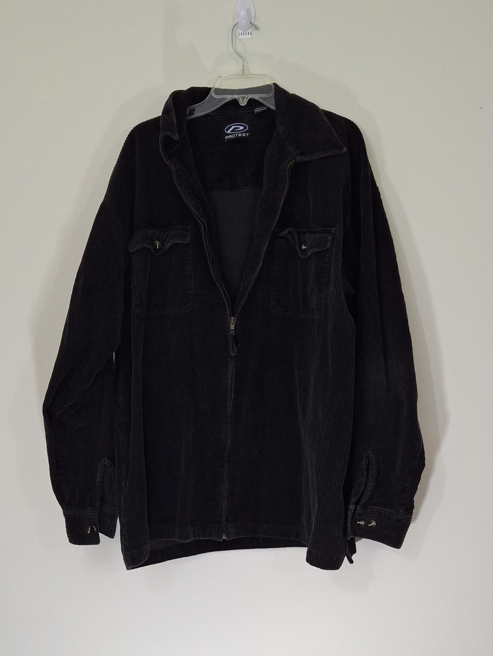 Men's Black Corduroy Zip-Front Shirt Jacket, 3XLT